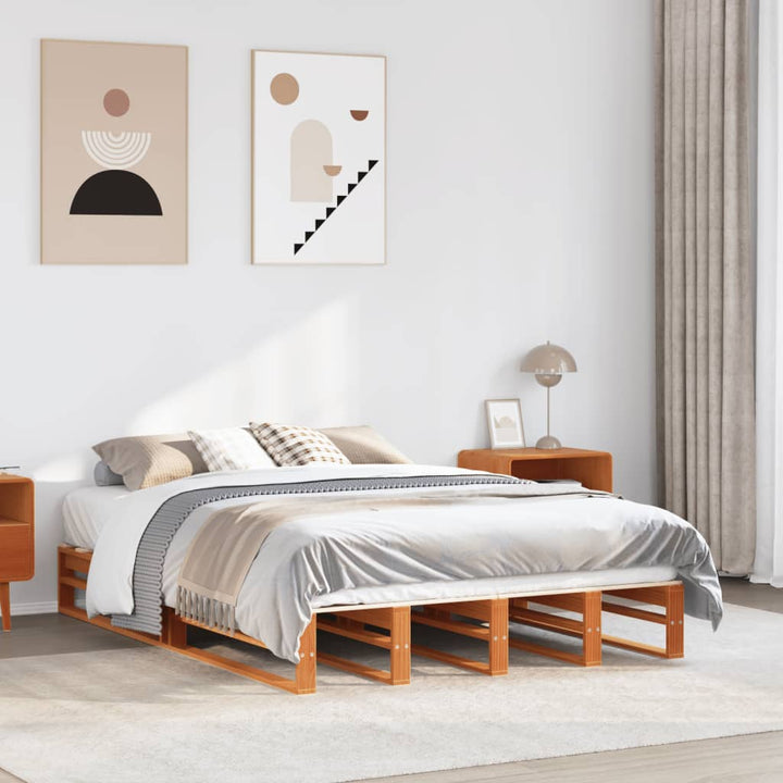 sengeramme uden madras 150x200 cm massivt fyrretræ gyldenbrun