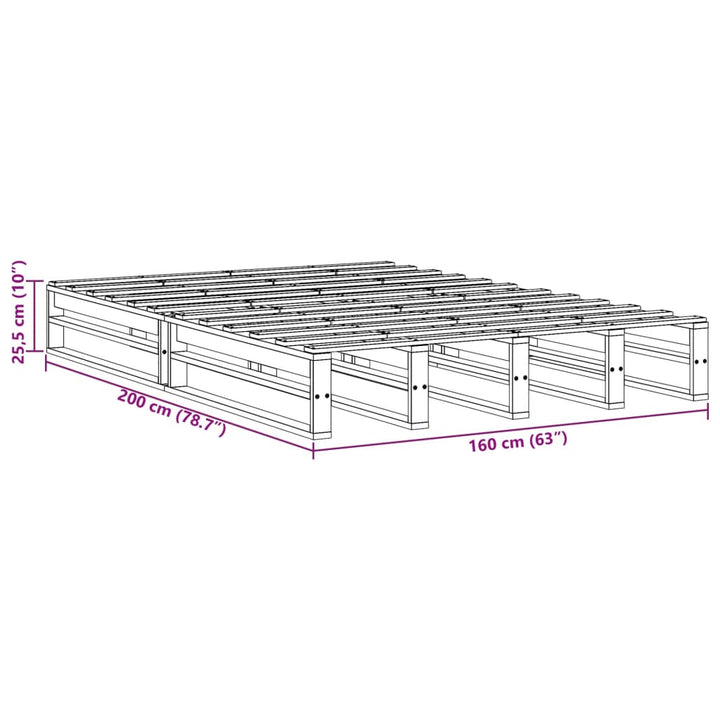sengeramme uden madras 160x200 cm massivt fyrretræ