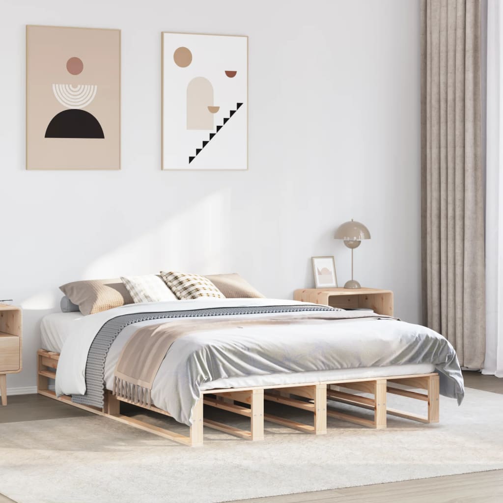 sengeramme uden madras 160x200 cm massivt fyrretræ