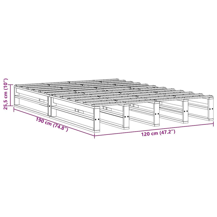 sengeramme uden madras 120x190 cm massivt fyrretræ