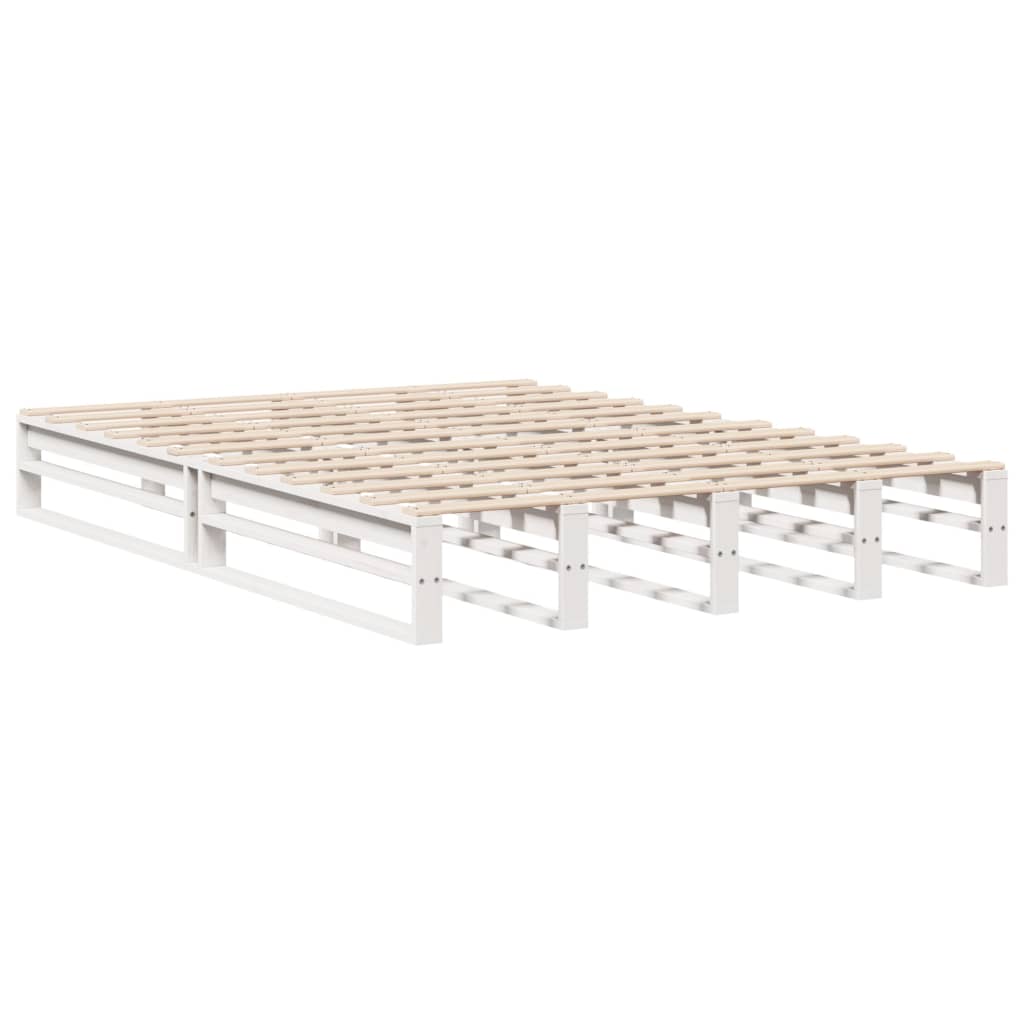 sengeramme uden madras 135x190 cm massivt fyrretræ hvid
