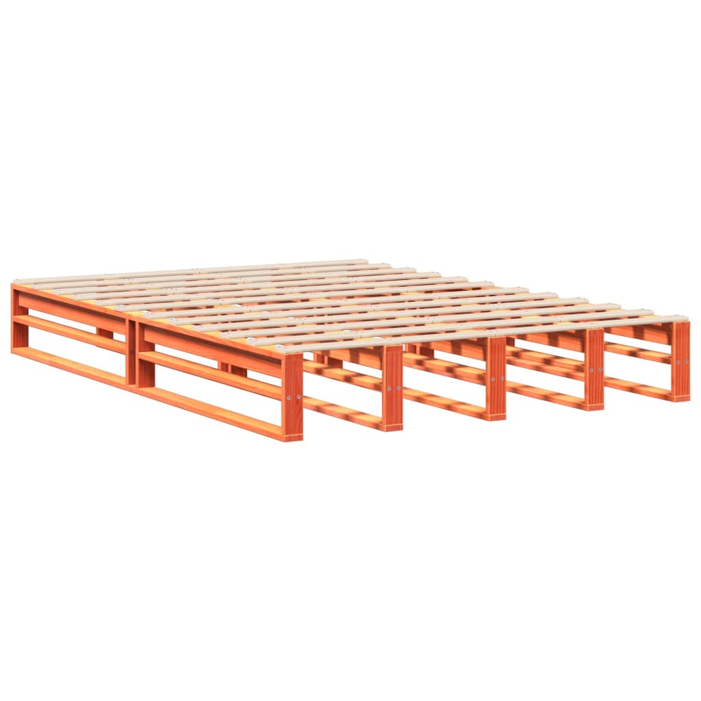 sengeramme uden madras 135x190 cm massivt fyrretræ brun
