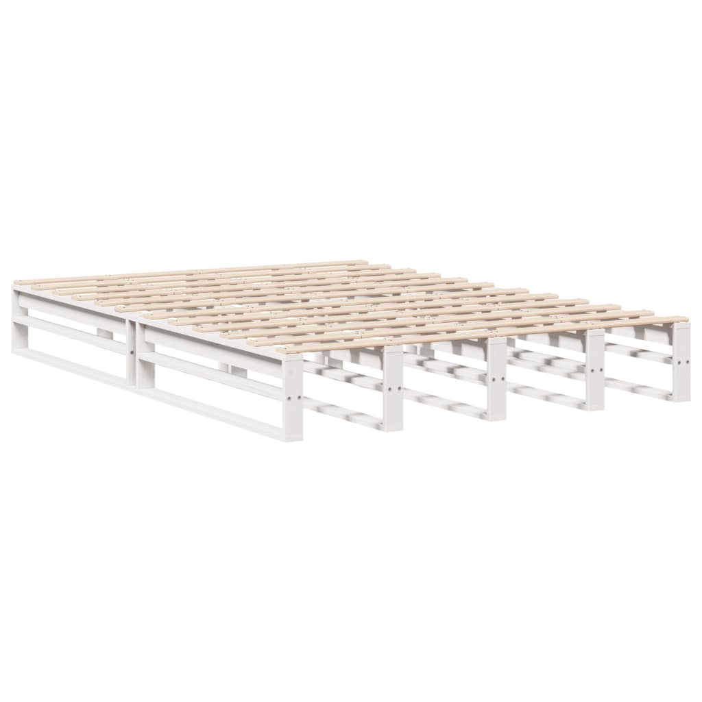 sengeramme uden madras 140x190 cm massivt fyrretræ hvid