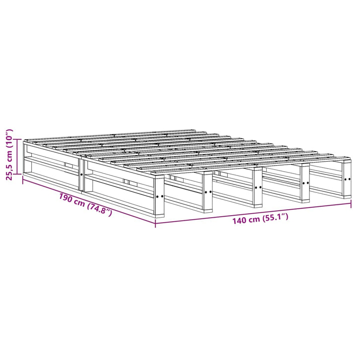 sengeramme uden madras 140x190 cm massivt fyrretræ gyldenbrun