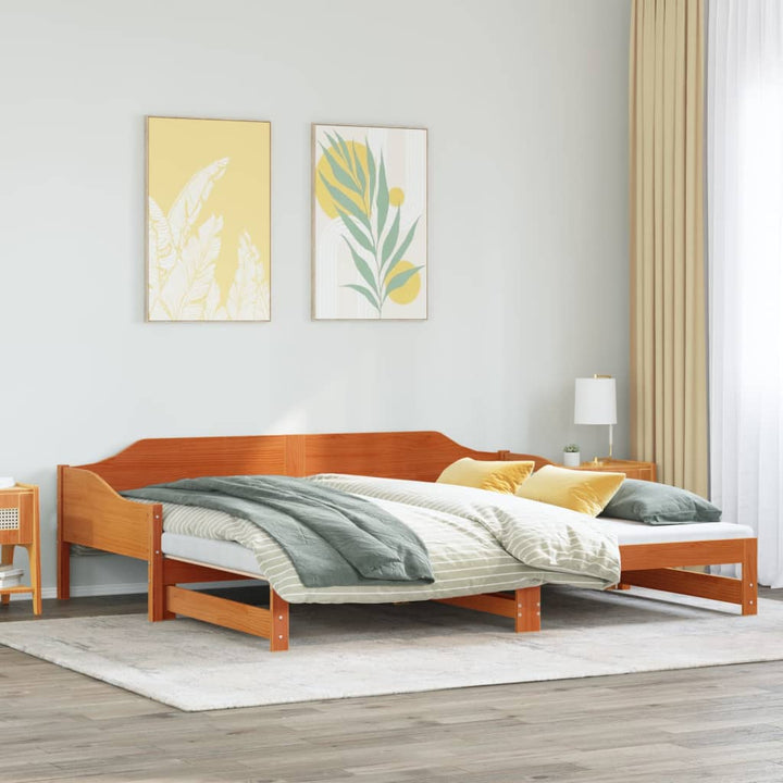 daybed med udtræk 80x200 cm massivt fyrretræ gyldenbrun
