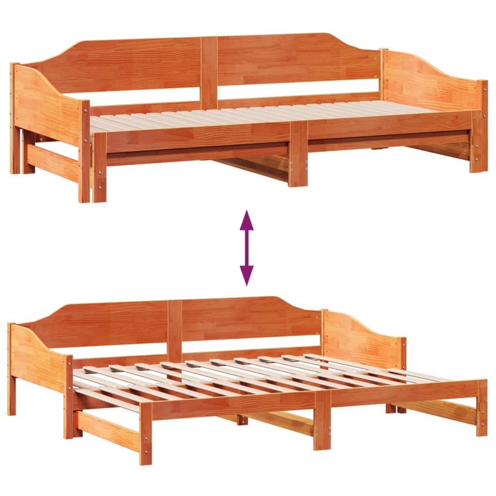 daybed med udtræk 80x200 cm massivt fyrretræ gyldenbrun