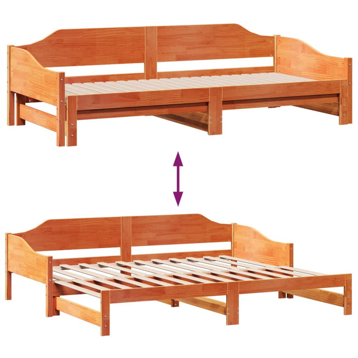 daybed med udtræk 80x200 cm massivt fyrretræ gyldenbrun