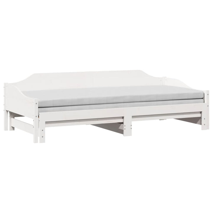 daybed med udtræk 90x200 cm massivt fyrretræ hvid