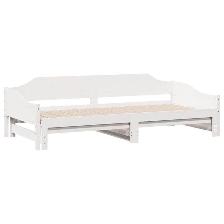 daybed med udtræk 90x200 cm massivt fyrretræ hvid