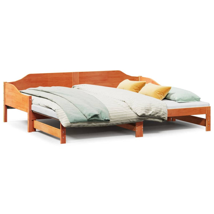 daybed med udtræk 90x200 cm massivt fyrretræ gyldenbrun