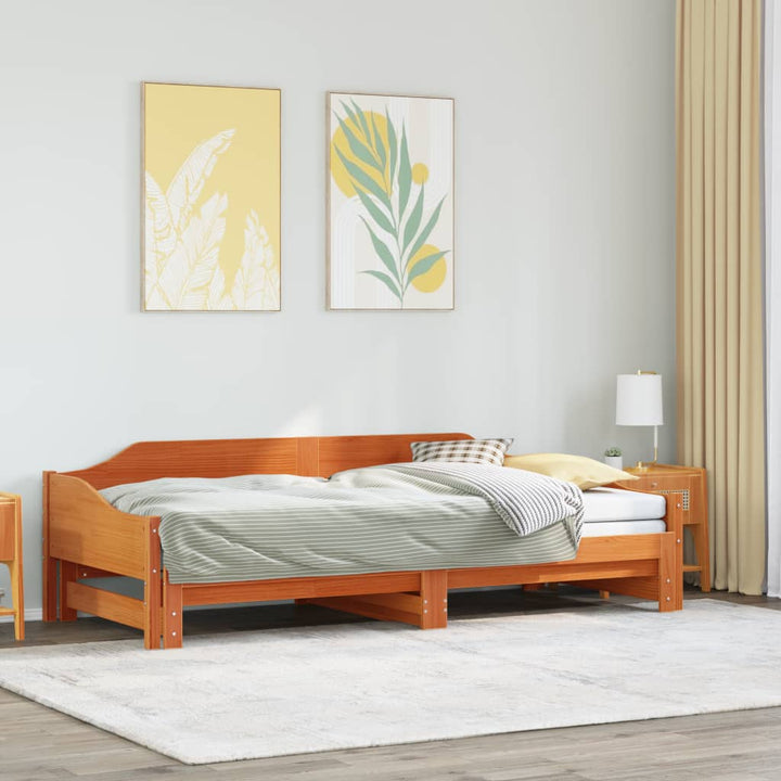 daybed med udtræk 90x200 cm massivt fyrretræ gyldenbrun