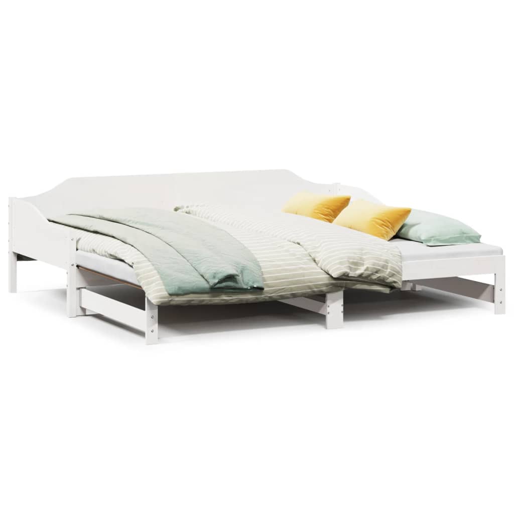 daybed med udtræk 90x190 cm massivt fyrretræ hvid