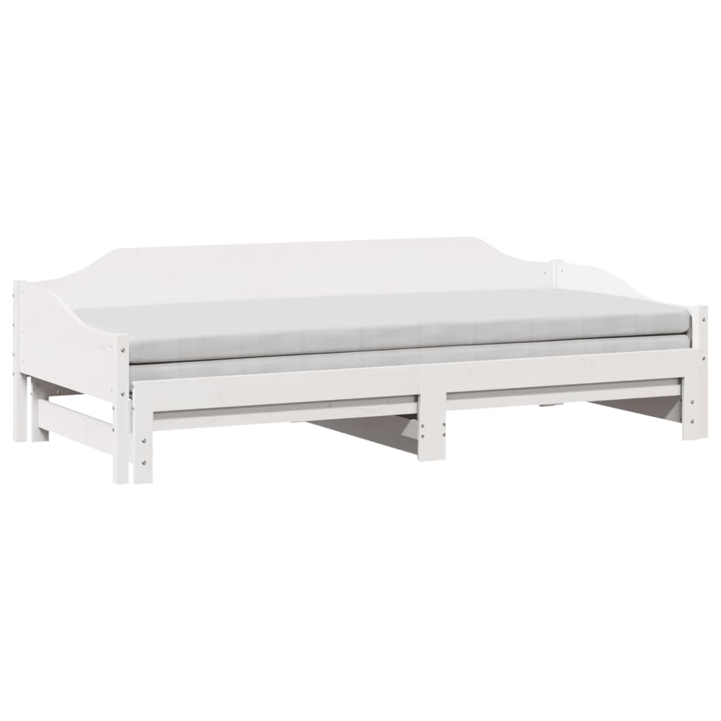 daybed med udtræk 90x190 cm massivt fyrretræ hvid