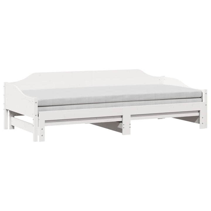 daybed med udtræk 90x190 cm massivt fyrretræ hvid