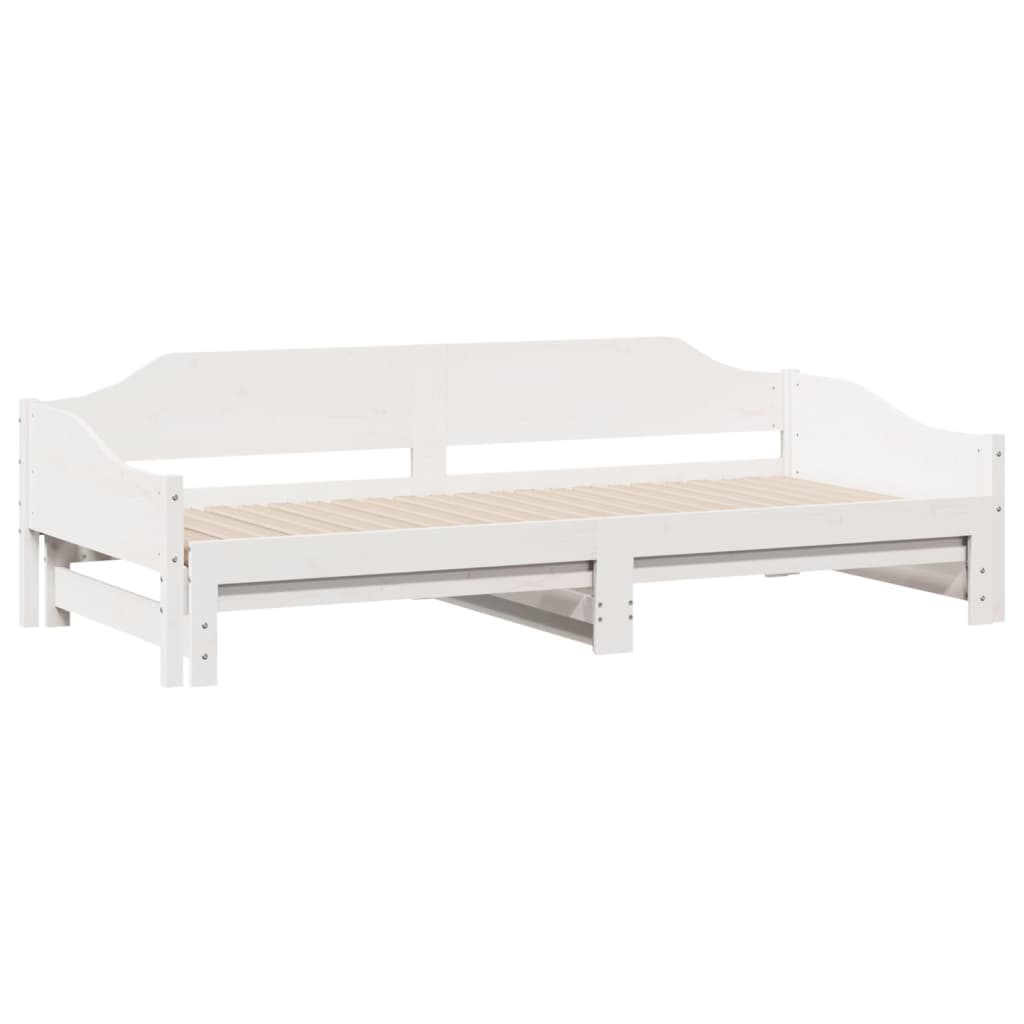 daybed med udtræk 90x190 cm massivt fyrretræ hvid