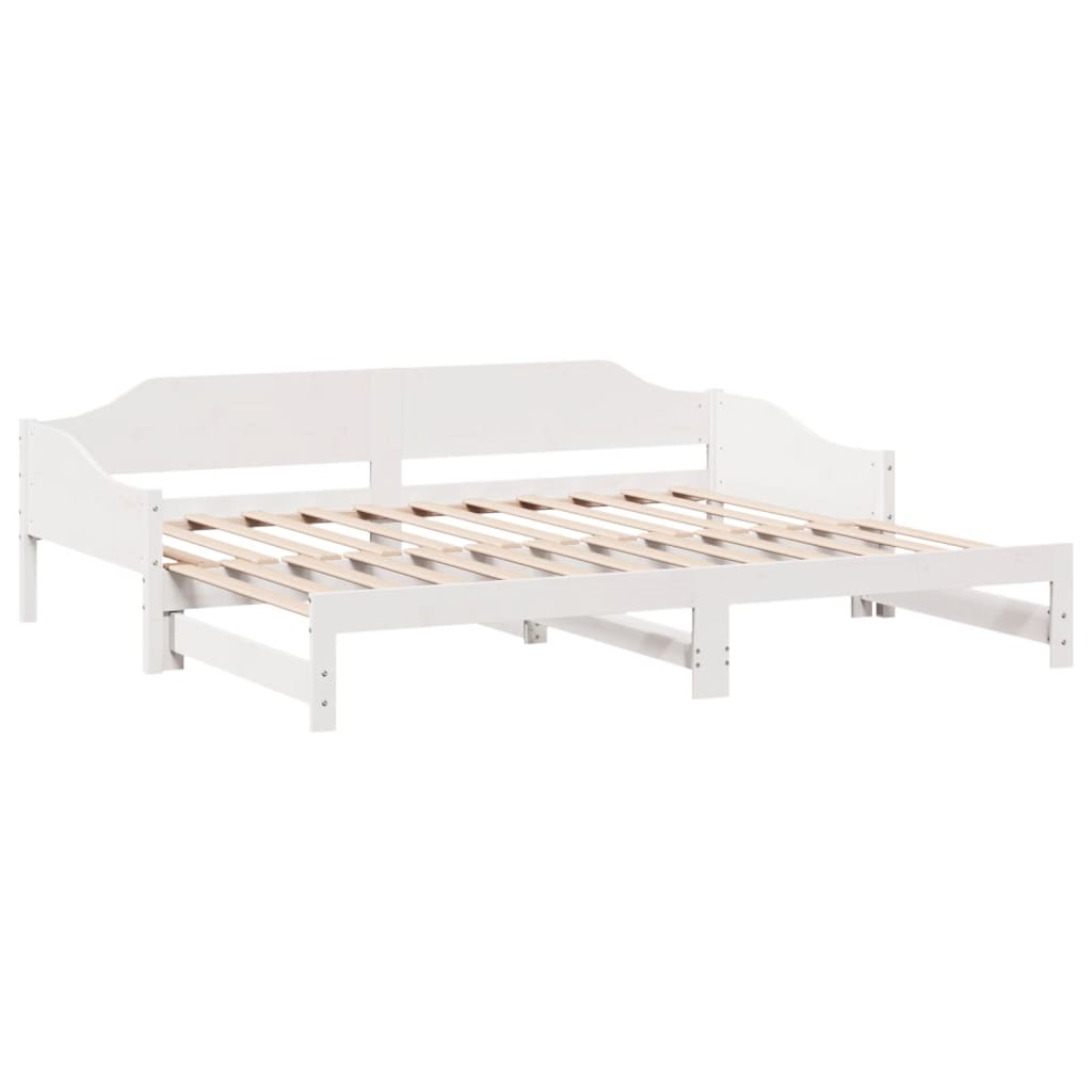 daybed med udtræk 90x190 cm massivt fyrretræ hvid