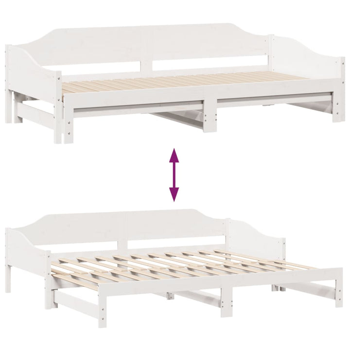daybed med udtræk 90x190 cm massivt fyrretræ hvid