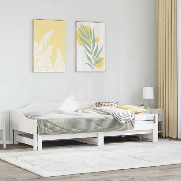 daybed med udtræk 90x190 cm massivt fyrretræ hvid