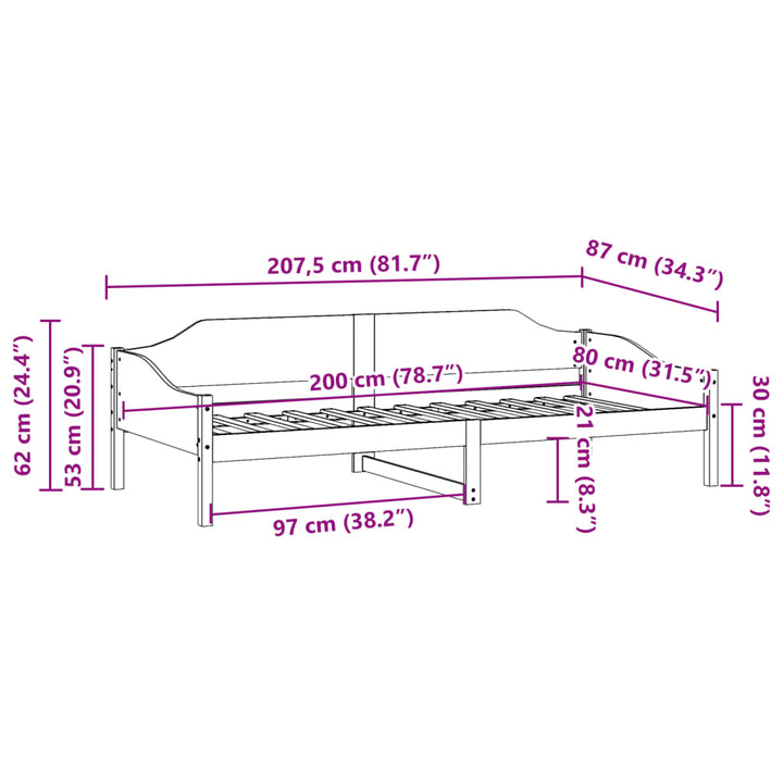 sengeramme uden madras 80x200 cm massivt fyrretræ gyldenbrun