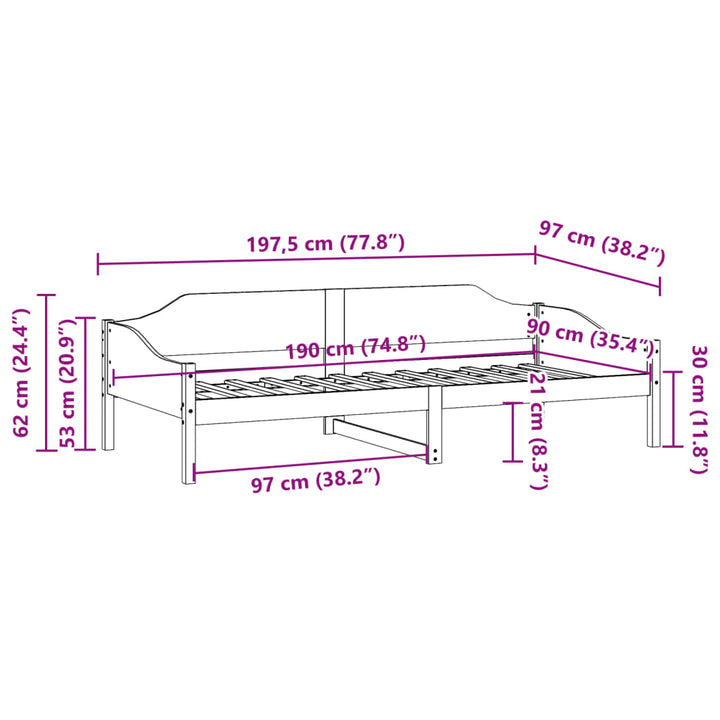 sengeramme uden madras 90x190 cm massivt fyrretræ