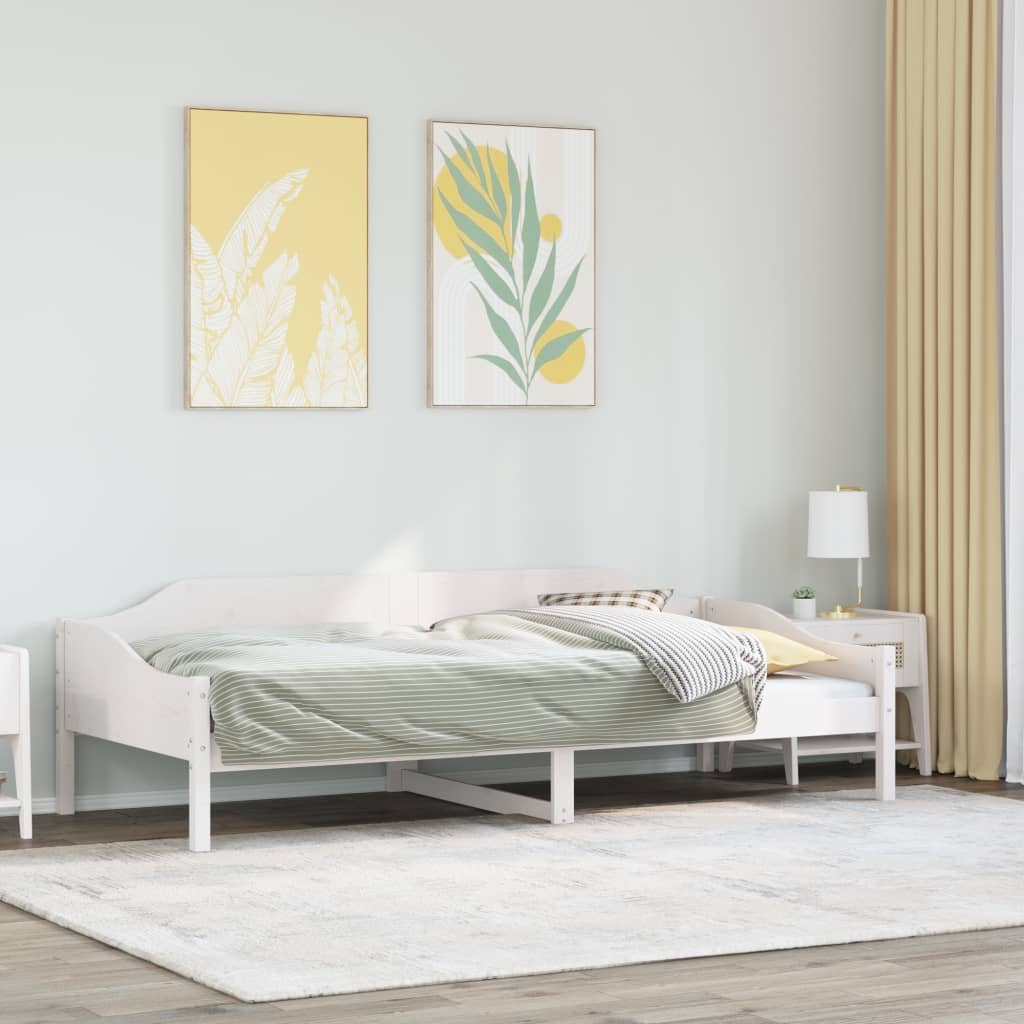 sengeramme uden madras 90x190 cm massivt fyrretræ hvid