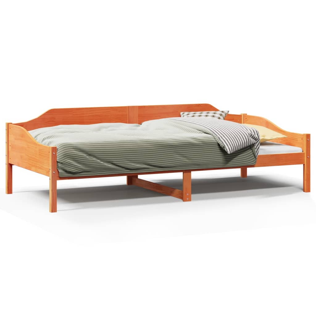 sengeramme uden madras 90x190 cm massivt fyrretræ gyldenbrun