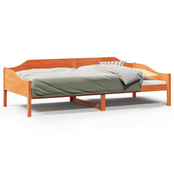 sengeramme uden madras 90x190 cm massivt fyrretræ gyldenbrun
