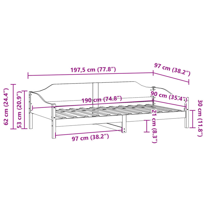 sengeramme uden madras 90x190 cm massivt fyrretræ gyldenbrun