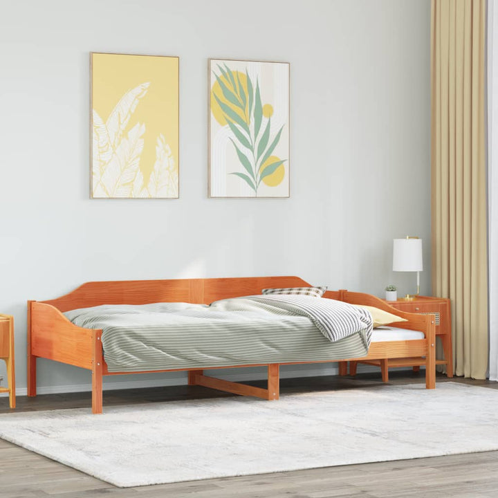 sengeramme uden madras 90x190 cm massivt fyrretræ gyldenbrun