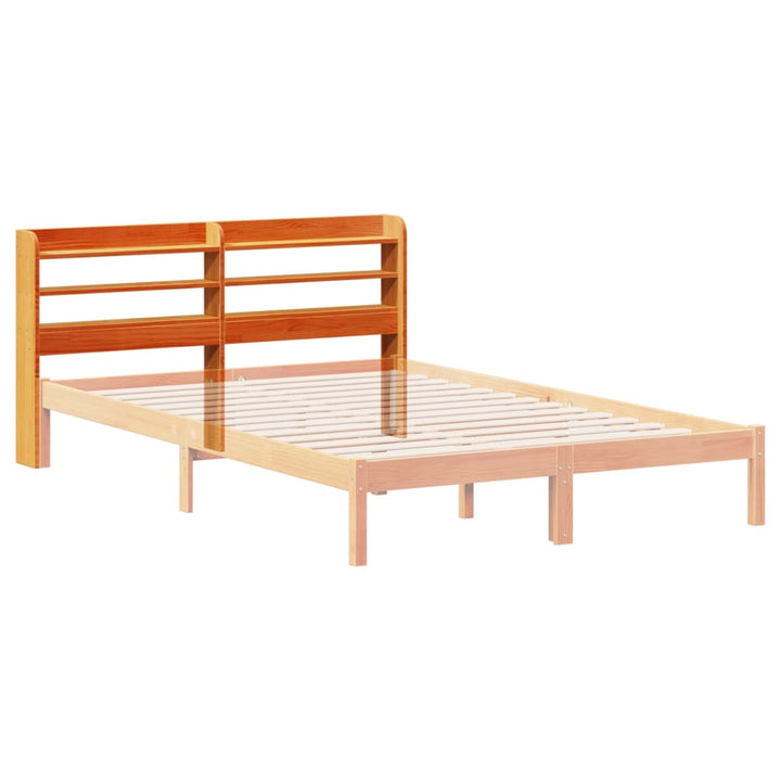sengegavl med hylder 140 cm massivt fyrretræ gyldenbrun