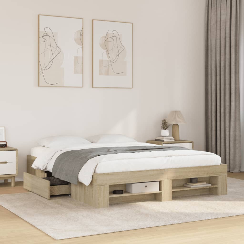 sengeramme 160x200 cm uden madras konstrueret træ sonoma-eg