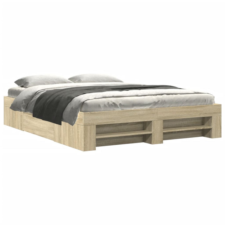sengeramme 150x200 cm uden madras konstrueret træ sonoma-eg