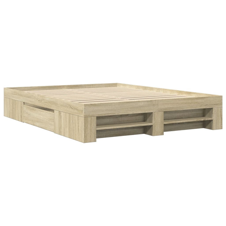 sengeramme 150x200 cm uden madras konstrueret træ sonoma-eg