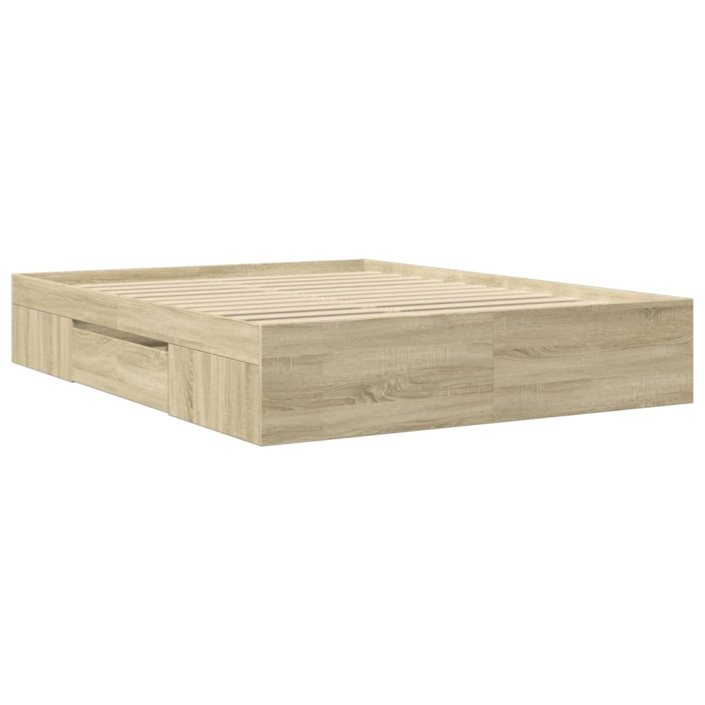 sengeramme 150x200 cm uden madras konstrueret træ sonoma-eg
