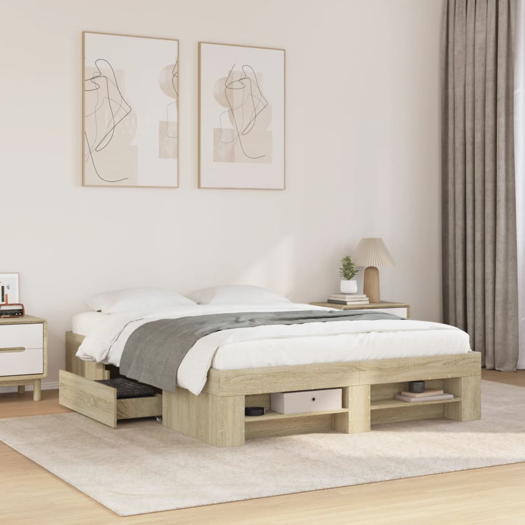 sengeramme 140x200 cm uden madras konstrueret træ sonoma-eg