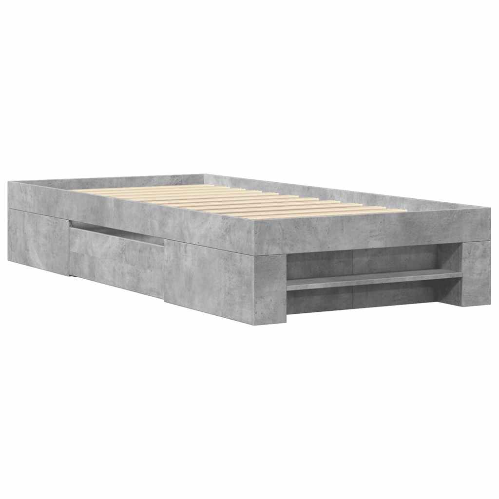 sengeramme 100x200 cm konstrueret træ betongrå