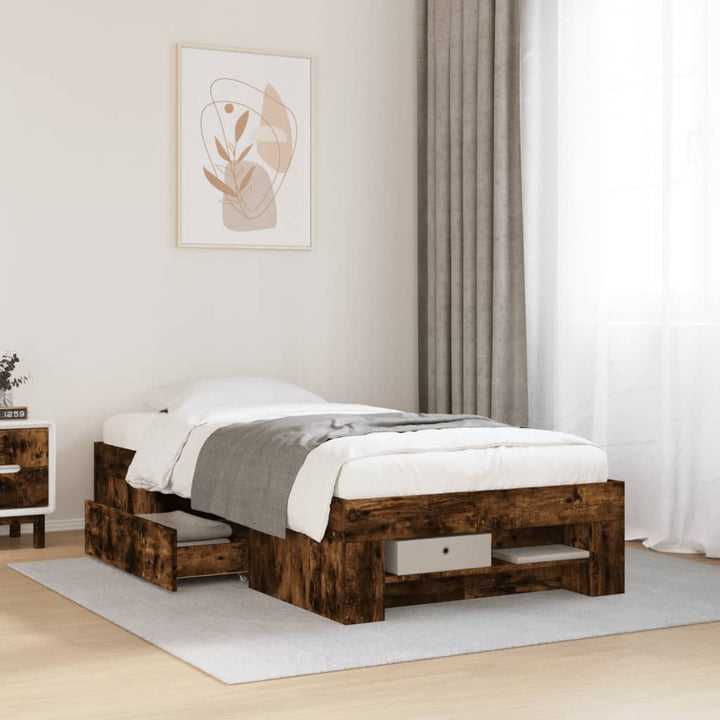 sengeramme 100x200 cm uden madras konstrueret træ røget eg