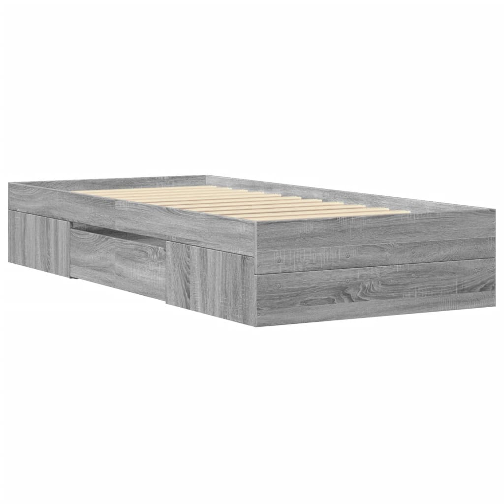 sengeramme 100x200 cm konstrueret træ grå sonoma-eg