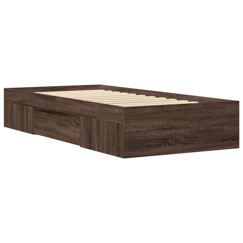 sengeramme 100x200 cm uden madras konstrueret træ brunt eg