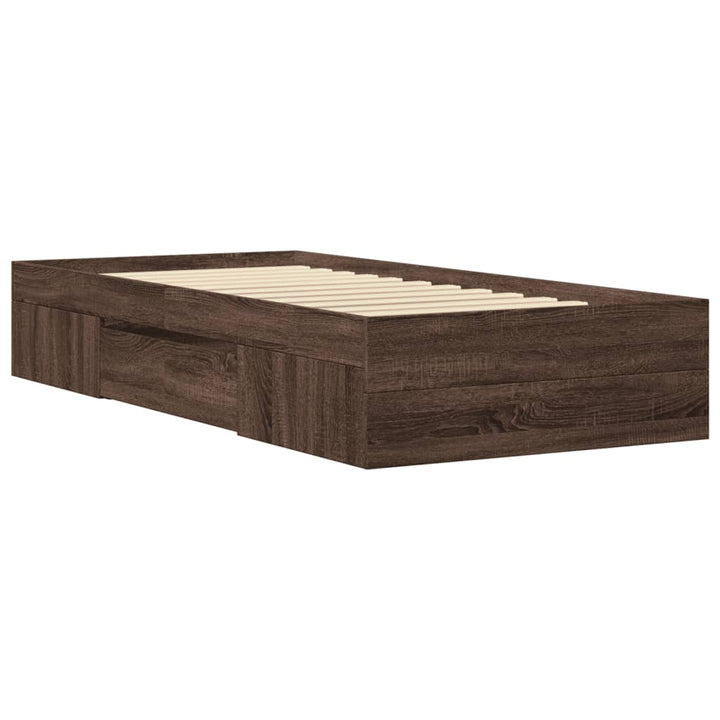 sengeramme 100x200 cm uden madras konstrueret træ brunt eg