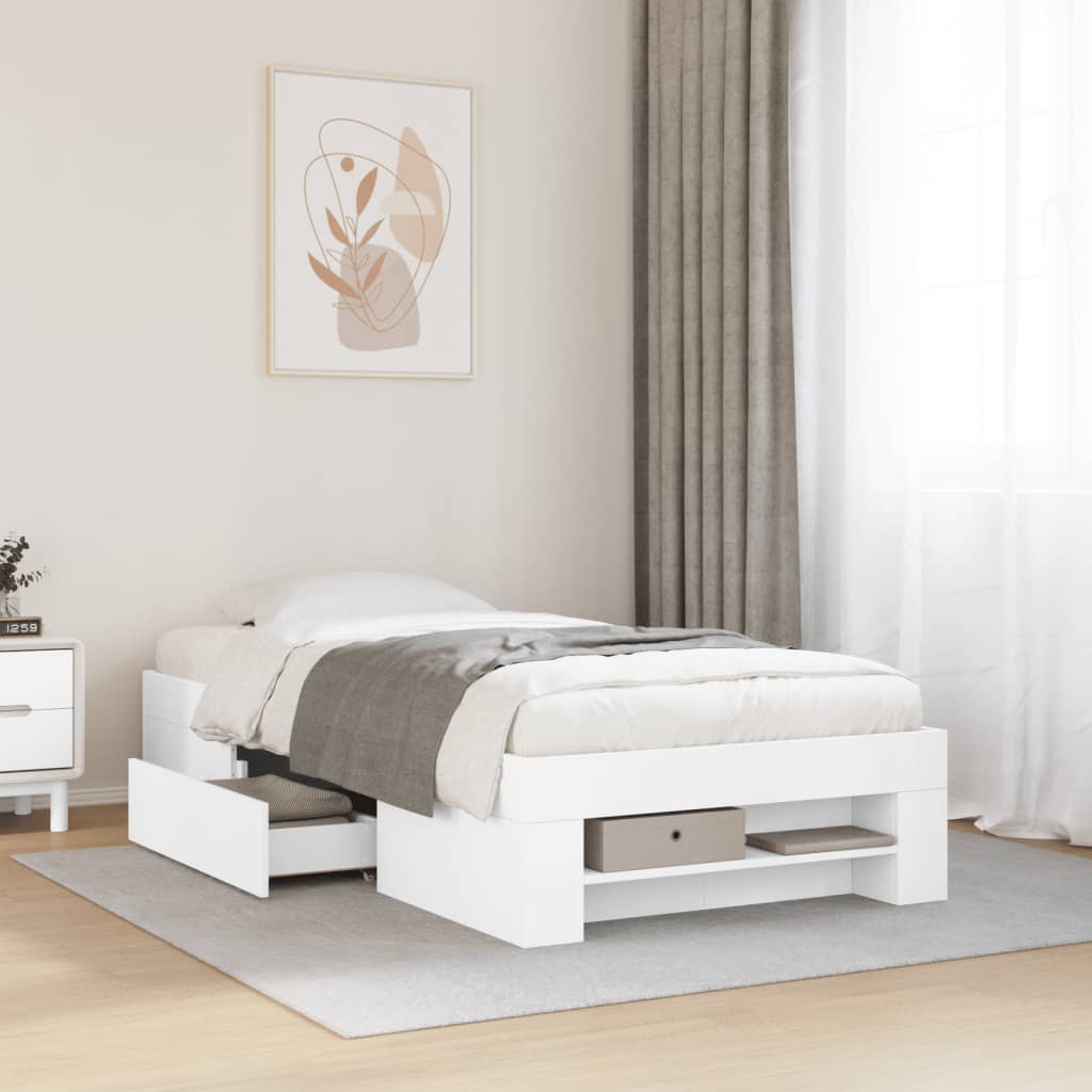 sengeramme 90x200 cm konstrueret træ hvid