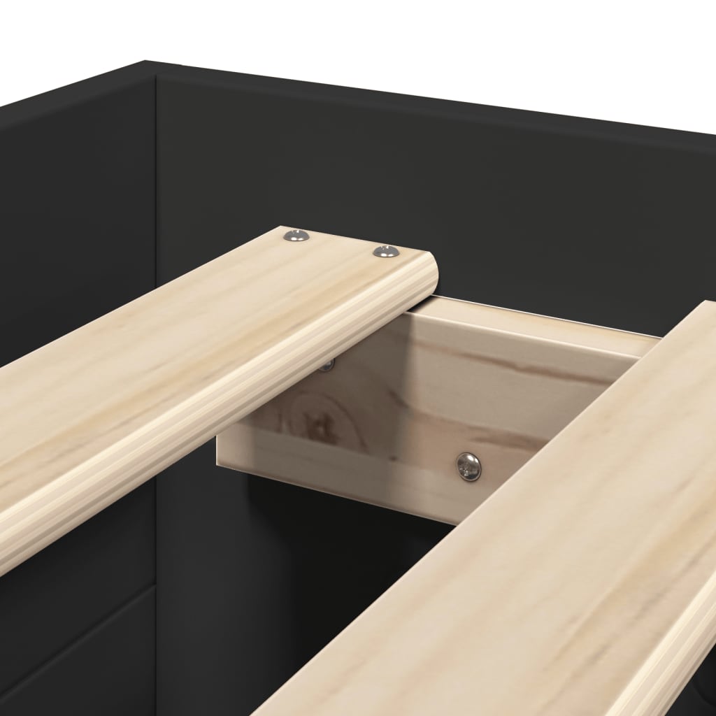 sengeramme 90x200 cm konstrueret træ sort