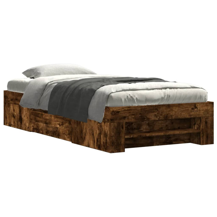 sengeramme 90x200 cm uden madras konstrueret træ røget eg