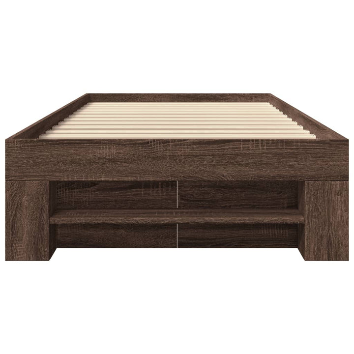 sengeramme 90x200 cm uden madras konstrueret træ brunt eg
