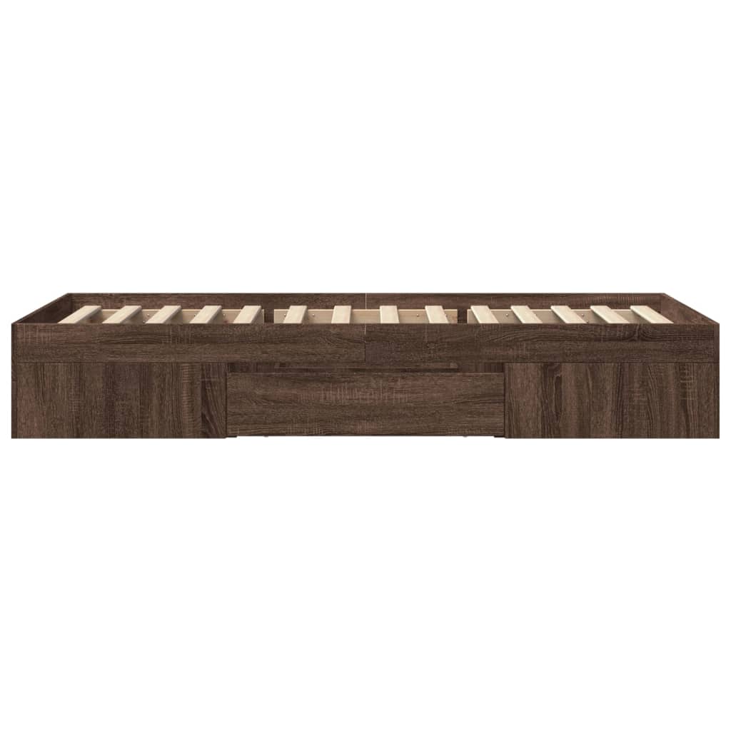 sengeramme 90x200 cm uden madras konstrueret træ brunt eg