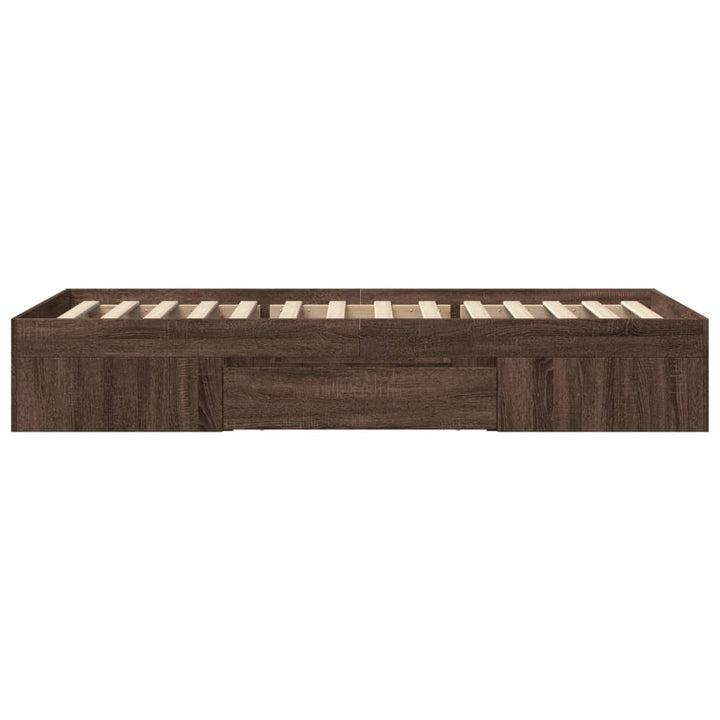 sengeramme 90x200 cm uden madras konstrueret træ brunt eg