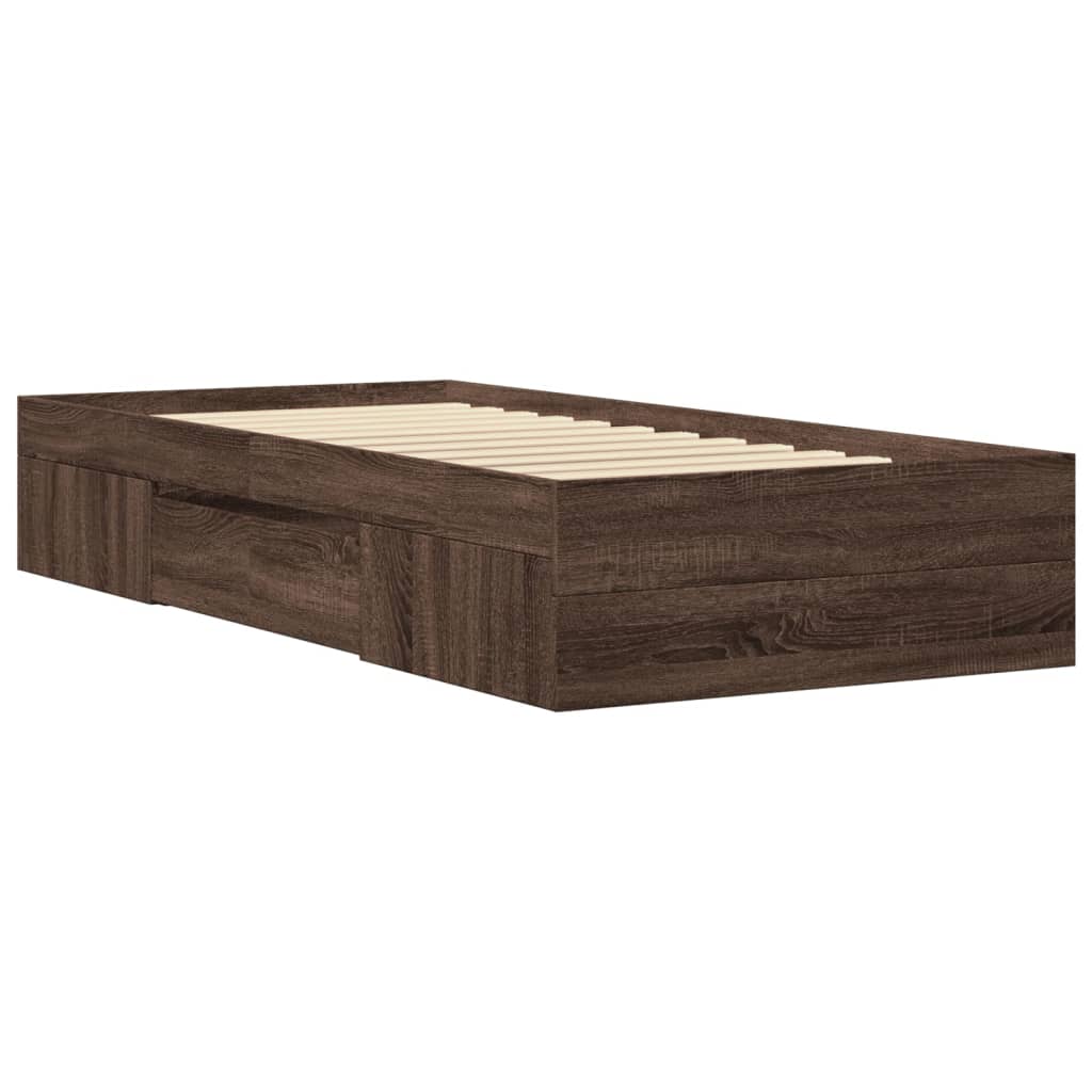 sengeramme 90x200 cm uden madras konstrueret træ brunt eg