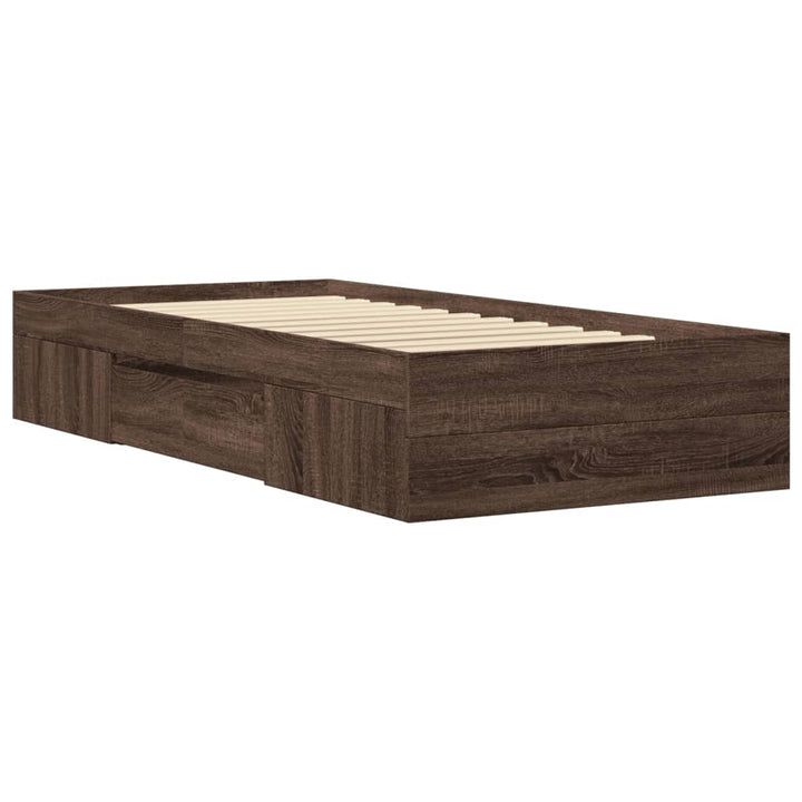sengeramme 90x200 cm uden madras konstrueret træ brunt eg