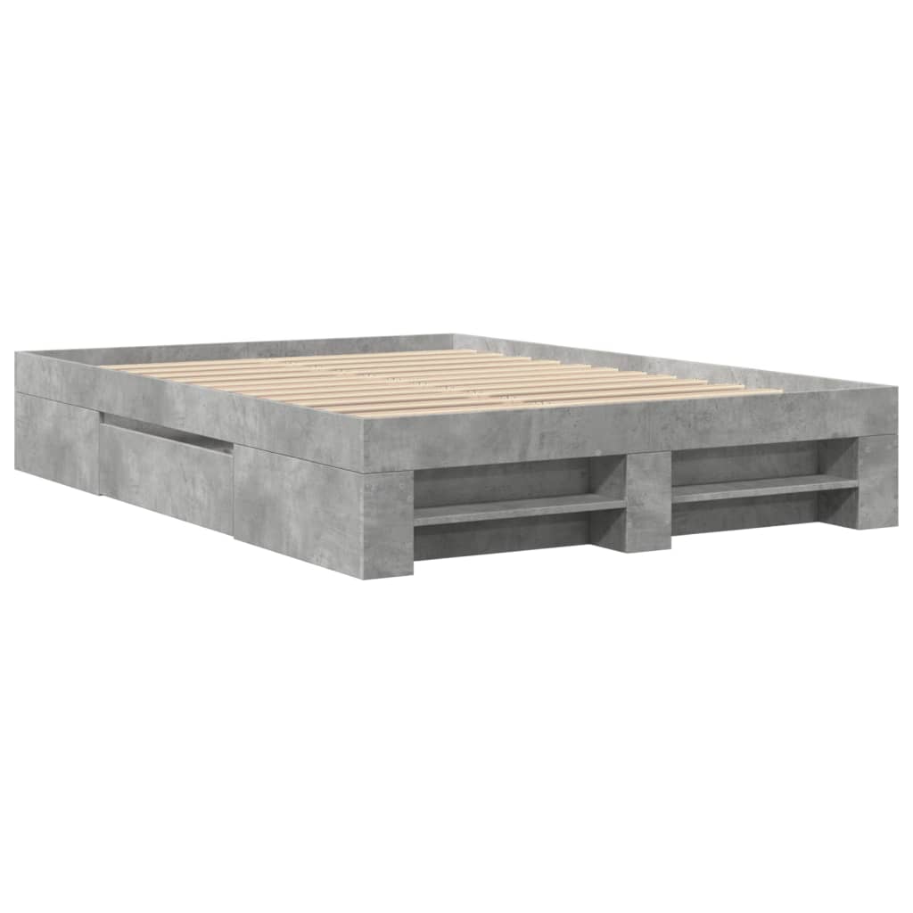 sengestel 135x190 cm konstrueret træ betongrå