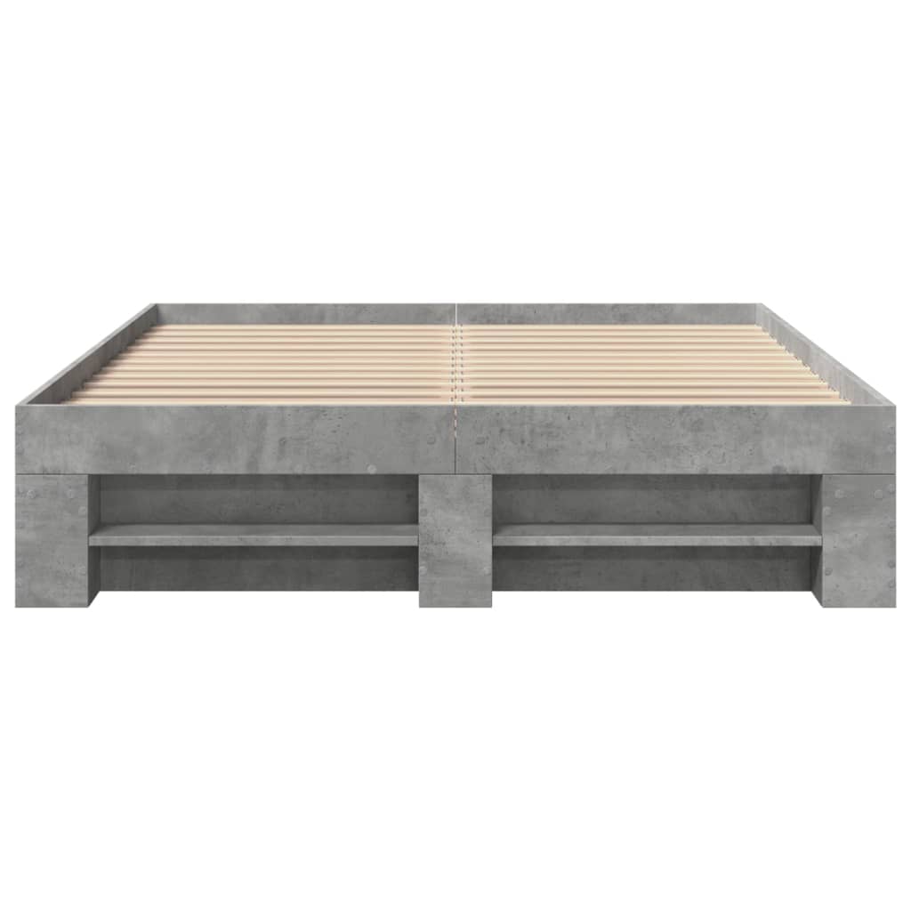 sengestel 135x190 cm konstrueret træ betongrå